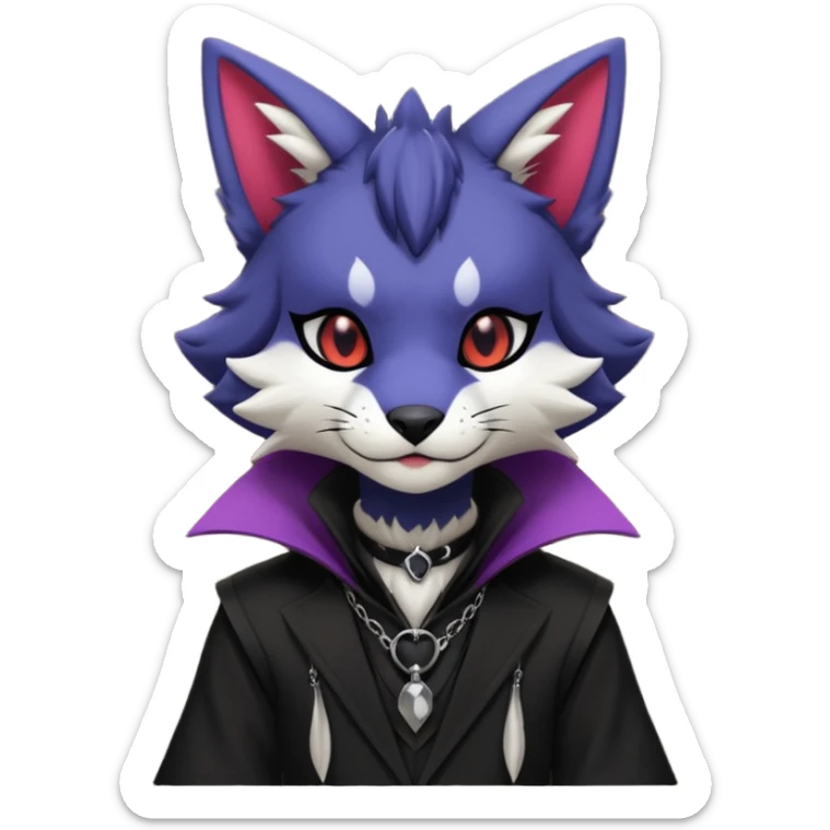 Cool gothic cute Kemonomimi Nekomimi Japanese Anime Kemono Furry Style Vernid-Protogen-Sergal-Fursuit-furry-fursona sticker