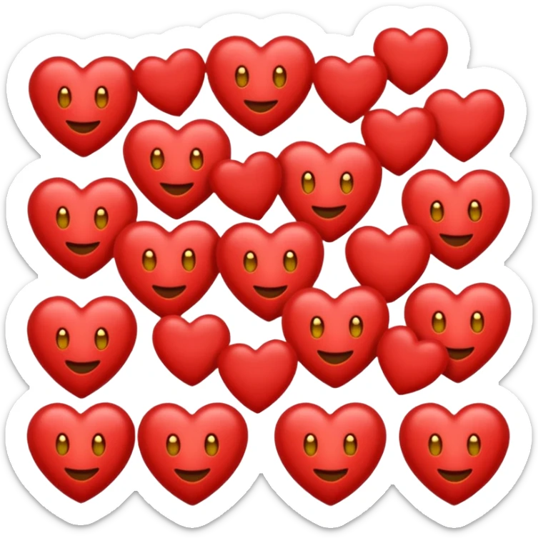 Un emoji classique avec plein de cœur autour de lui et avec les pommettes rouges sticker