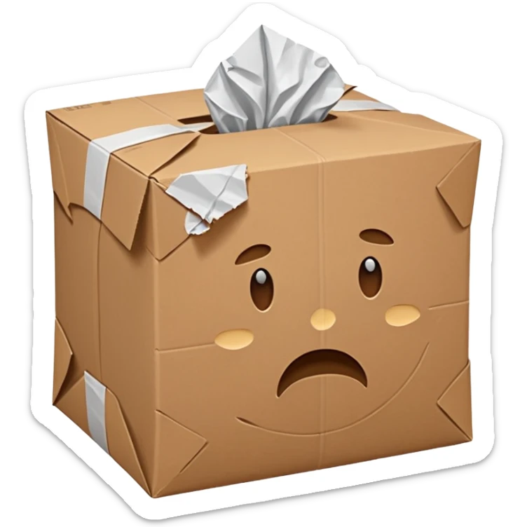 Generate a realistic emoji of a package being damaged. The emoji is simple and has no facial expressions sticker
