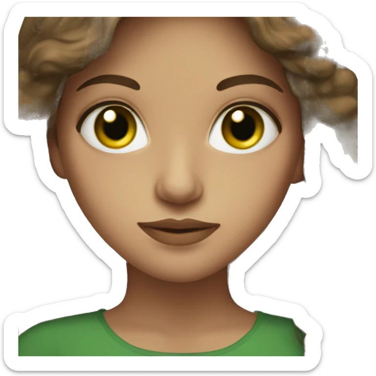 Portrait of a brown hair woman with green eyes sticker