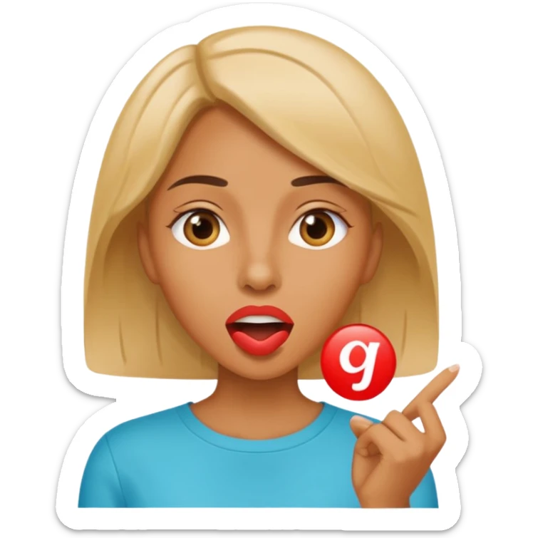 a woman is talking and English letters are coming out of her mouth sticker