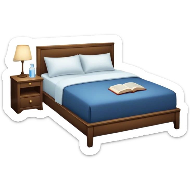 A dimly lit bedroom. The bed is neatly made, and a glass of water sits beside a book on a cozy nightstand. Soft lighting signals a peaceful wind-down, representing the calm and control that comes from reclaiming your evenings. sticker
