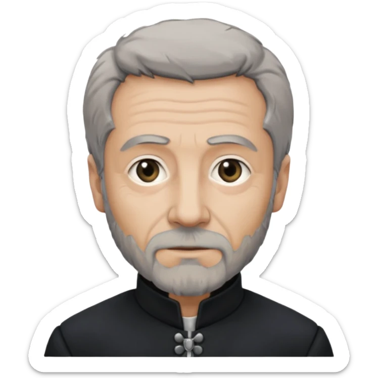 Jean Valjean From Les Miserables with light skin, gray eyes, Gray Hair, black outfit sticker