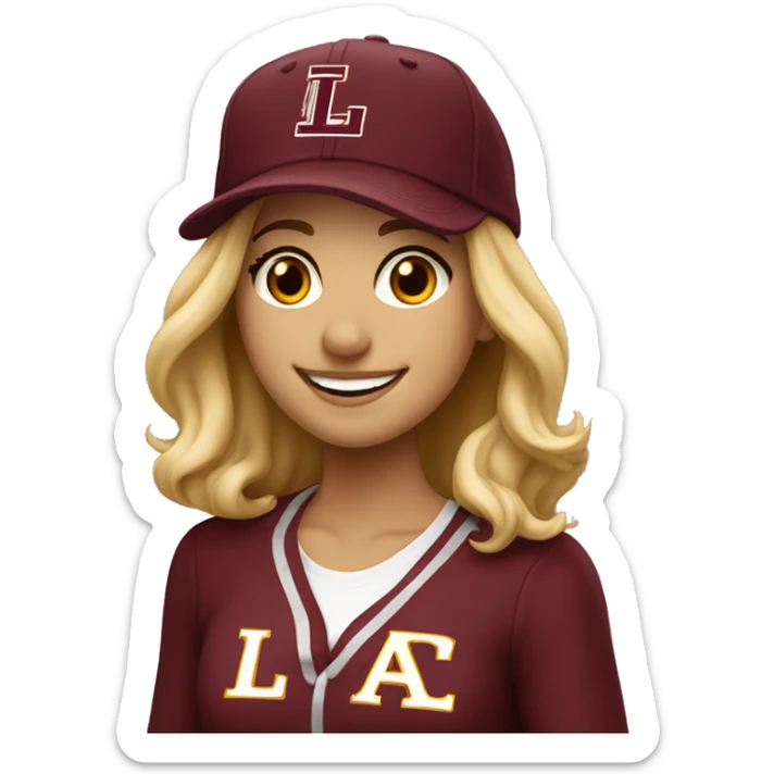 Blonde girl smiling wearing university of Chicago Loyola hat sticker