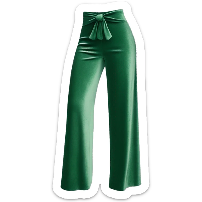Realistic isolated velvet emerald green high waist wide leg long length dressy casual pants. sticker