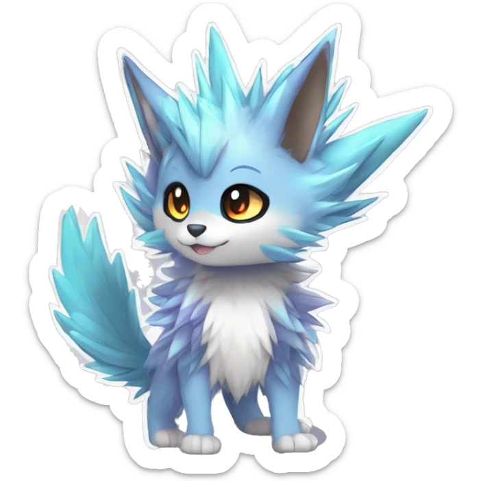 Anthro Scalie Spiky Cool Edgy Magical Shiny Colorful Pastel Sparkle Kemono-style Chibi Fantasy-Animal-Fakémon-Pokémon-Hybrid Fur Sona Aesthetic Full Body sticker