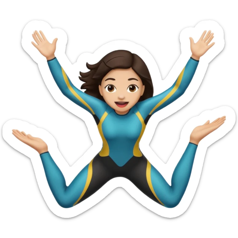 light skin female with dark brown hair. tongue out and hands in diving position in front of body sticker