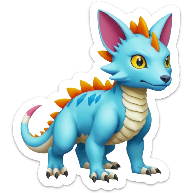 colorful Fakémon-Digimon-Fionbri-Trico-creature (full body) sticker