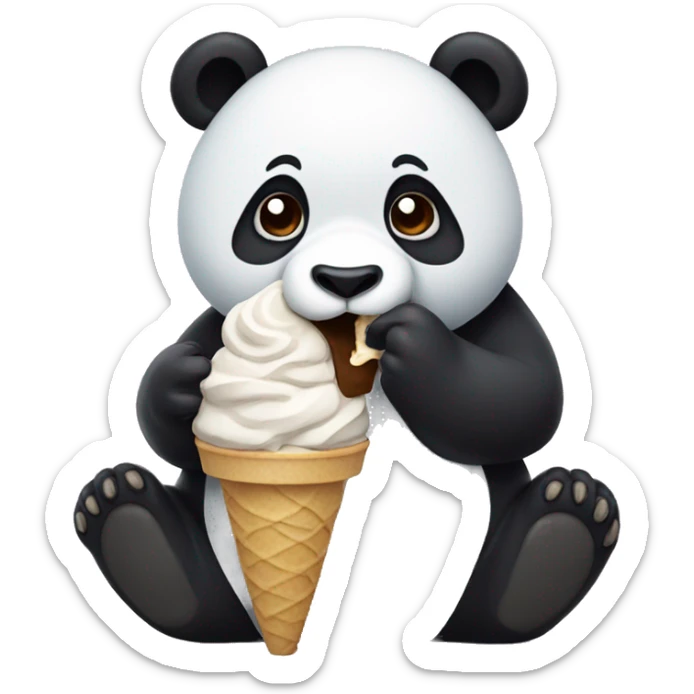 Panda eating ice cream sticker