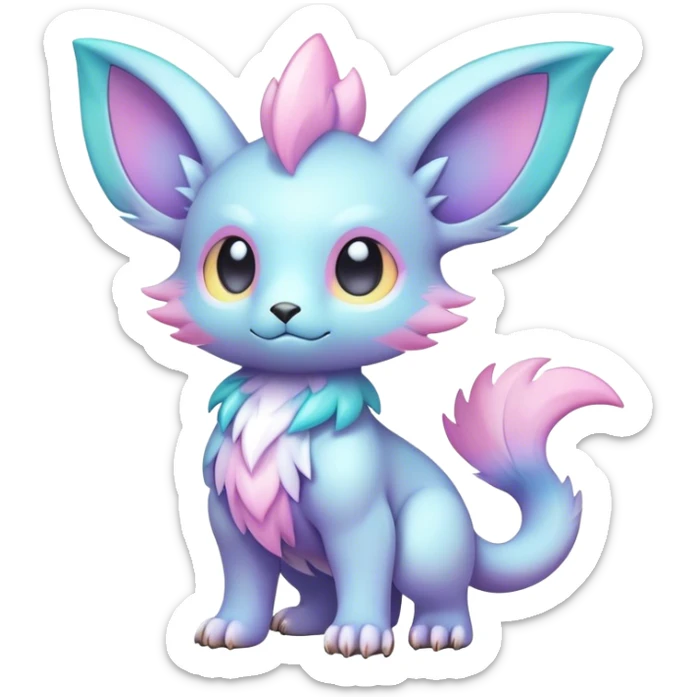 Cute cool colorful pastel nebula fantasy animal hybrid Fakemon full body  sticker
