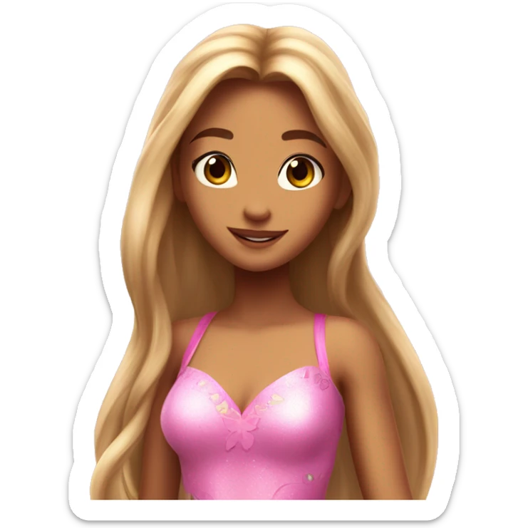 Flora the adult latina fairy of nature in her enchantix fairy pink clothing and long light brown hair from winx club sticker