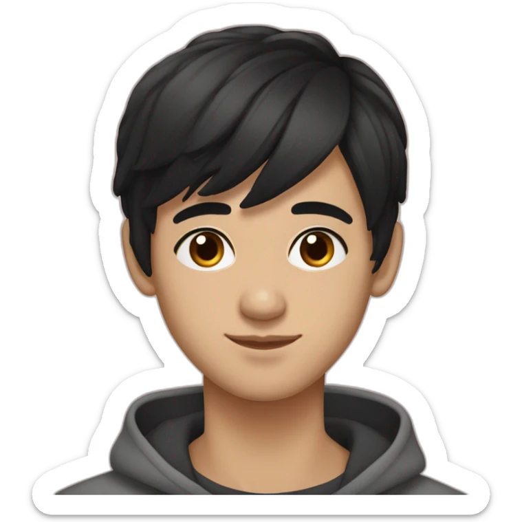 18-year-old Uzbek boy, black hair, black eyes, modern straight hairstyle sticker