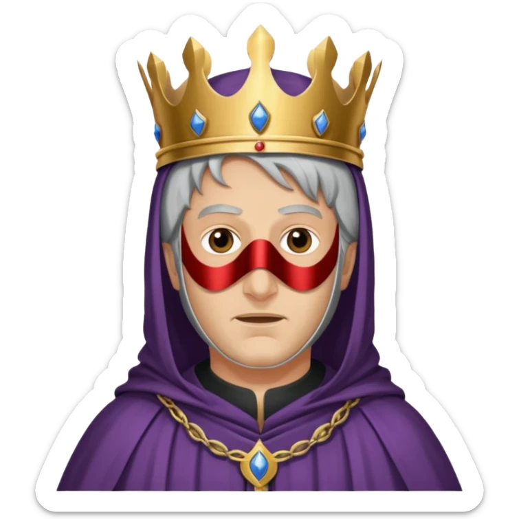 King Baldwin IV of Jerusalem wearing a metal mask and royal robes sticker