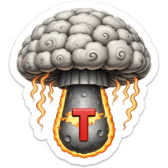 atomic bomb muschroom cloud in the shape of the letter T sticker