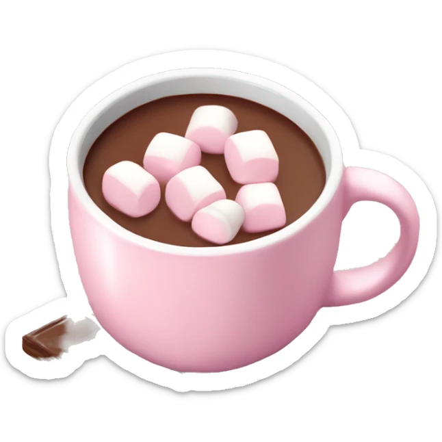 Light Pink mug of hot chocolate with marshmallows  sticker