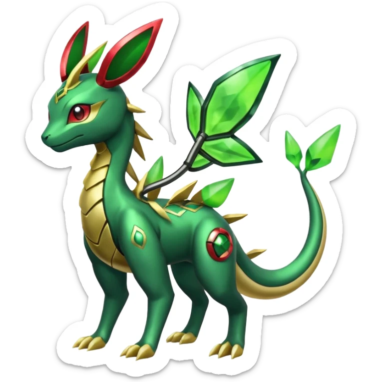 Shiny 4-legged Electrike-Rayquaza-Virizion-Zygarde-Leafeon-fusion, full body sticker