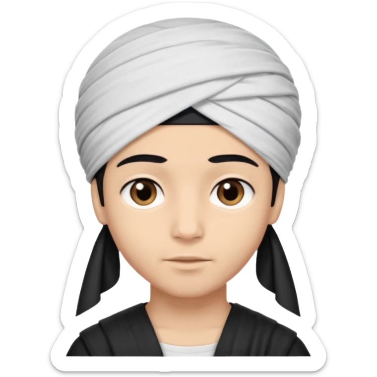 Emoji de un chico con turbante árabe que el chico sea de color piel clara y que tenga cabello negro y de fondo blanco sticker