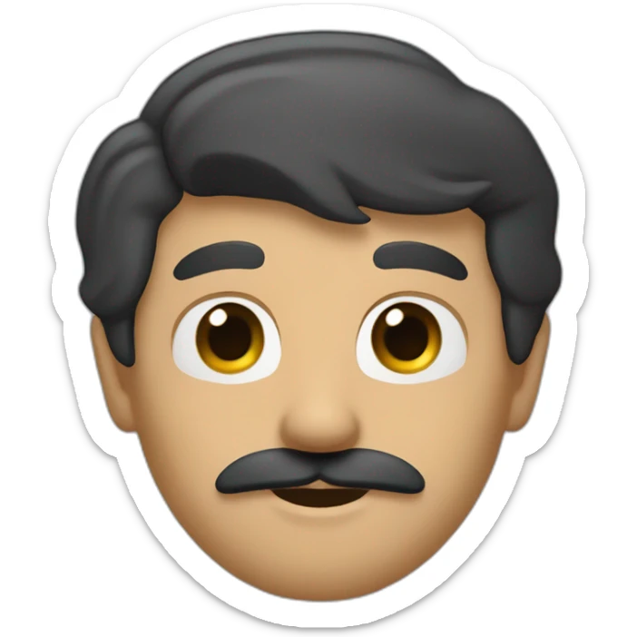 homme avec petite moustache et cheveux noirs avec une raie sticker
