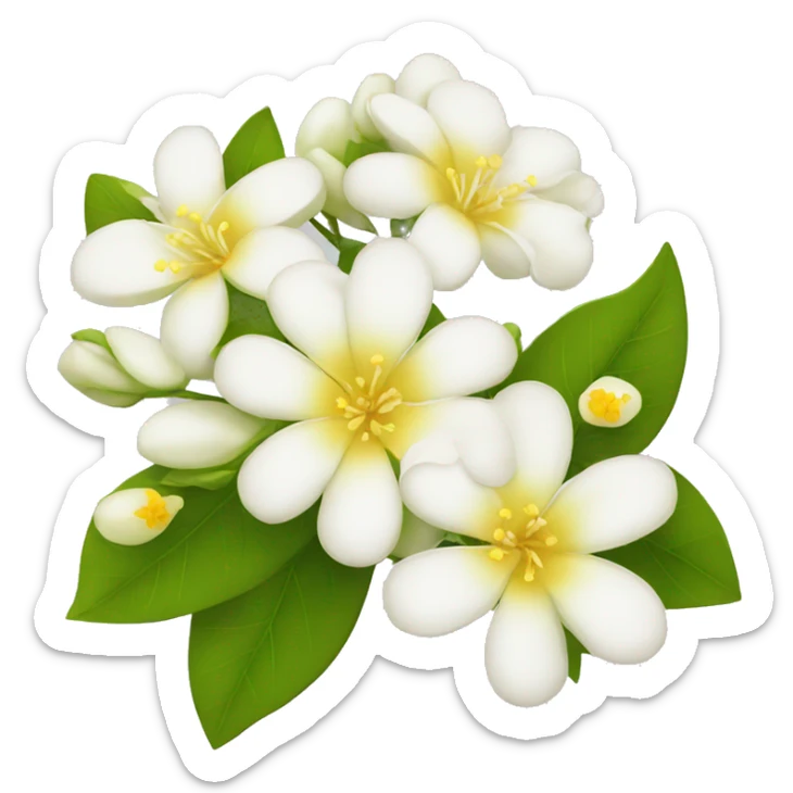Apple Emoji Jasmine's flowers with white petals and a yellow center of stamens sticker