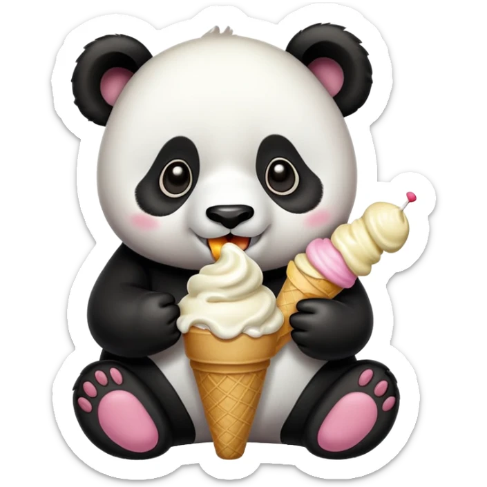 Panda eating ice cream sticker