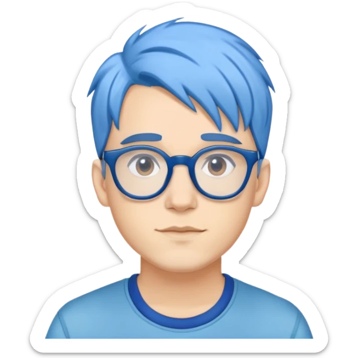 Michou, French YouTuber with blue hair and glasses sticker