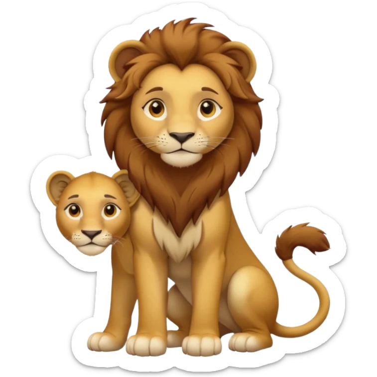 in lion family, only Kid Girl lion., full body, single tail sticker
