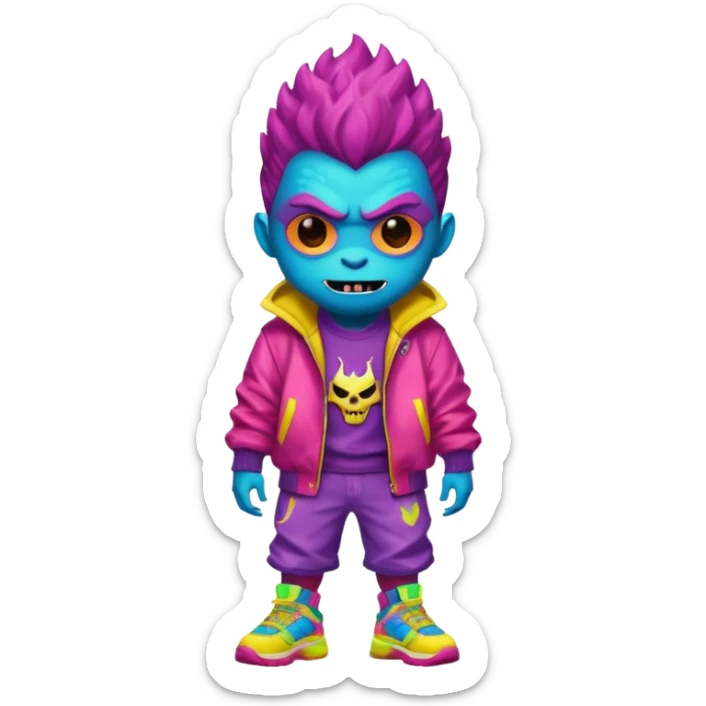 porttrait of monster with flashy-streetwear outfit sticker