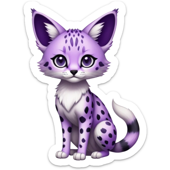 Kawaii Cute Edgy Black Purple White ethereal Serval-Fionbri-Vernid full body sticker