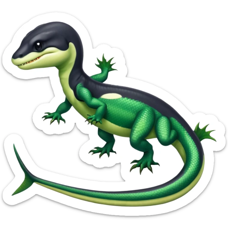 Orca-dragon-reptile-reptilian-lizard-skink-gecko-Digimon-hybrid full body, two legs, arms, tail sticker