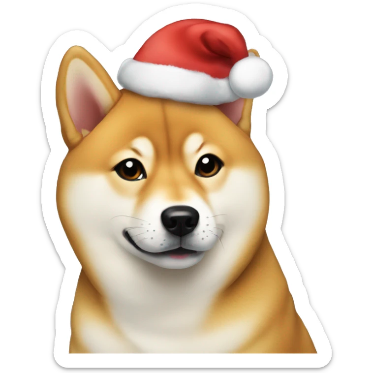 shiba inu portrait looking at you with Christmas head and sweat shirt sticker