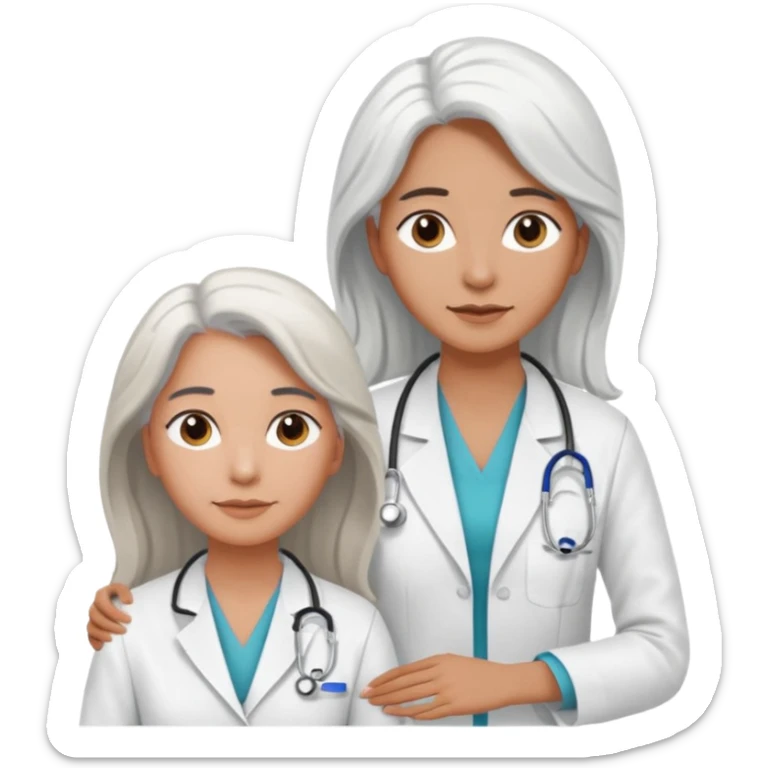 physiotherpay session for a long brown hair woman. but physio is a white hair woman. and they dont like like in the hospital  sticker