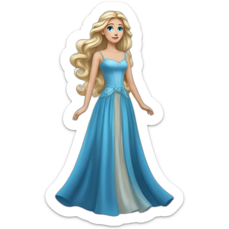 Very Beautyful princess in an expensive long dress with fantastic Blue eyes and Long locking hair sticker