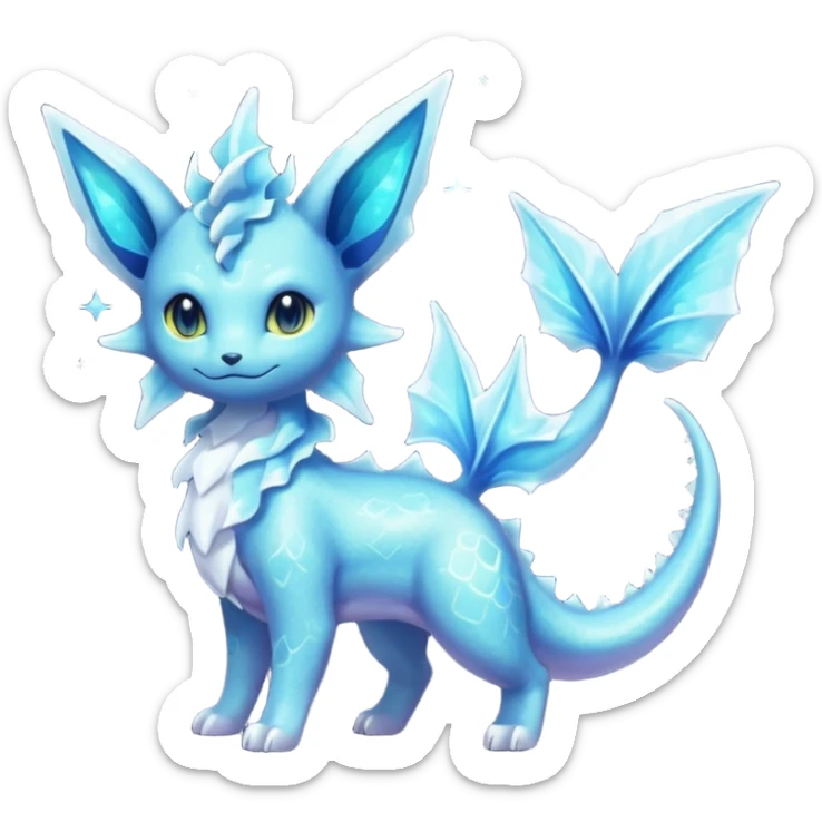 Shiny Nebulae Delcatty-Lumineon-Vaporeon-Amaura-Dragonair-Fakémon-hybrid-creature (full body)  sticker