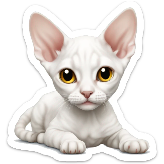 White Devon rex kitten laying  sticker