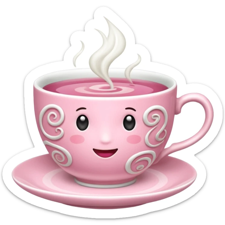 can you make a pink emoji that is aesthetically pleasing, and make it in for of a food or drink, maybe a tea sticker