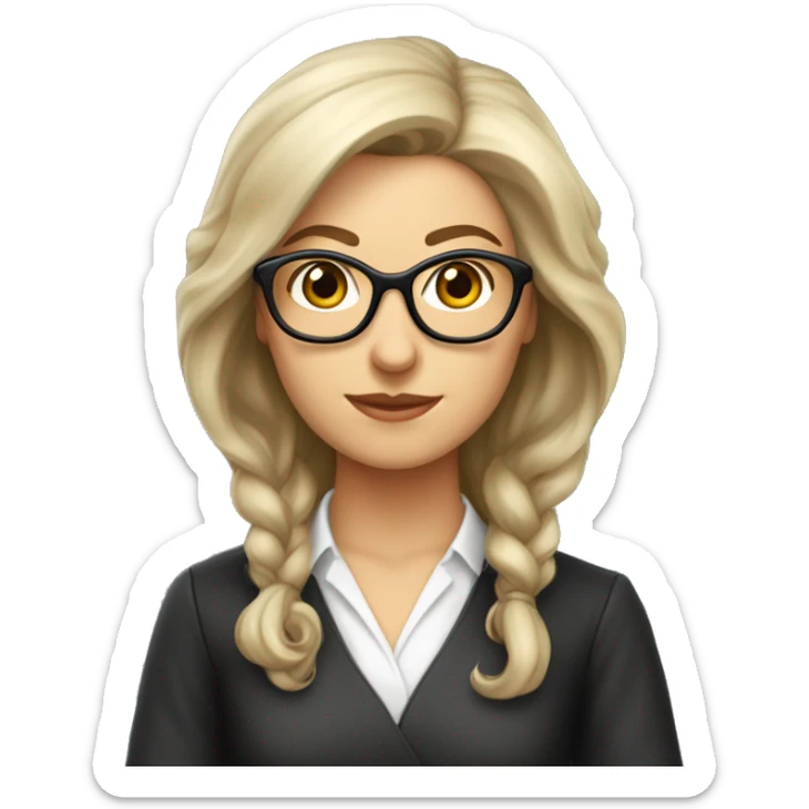 professora caucasiana, com cabelo castanho, até aos ombros e uns óculos tranparentes sticker