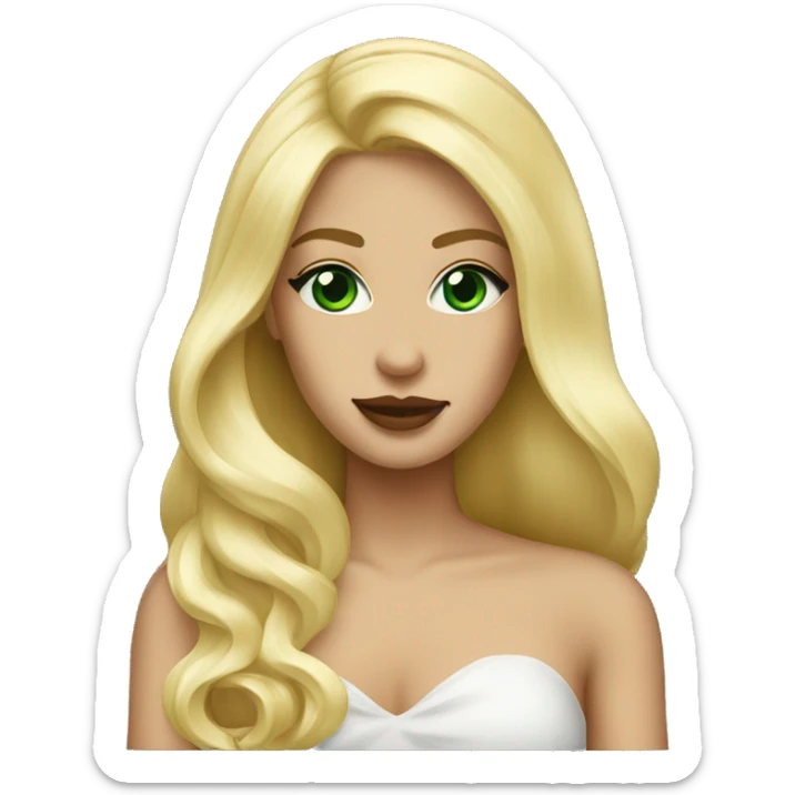 Glamour blonde with green eyes and lipgloss long hair emojy  sticker