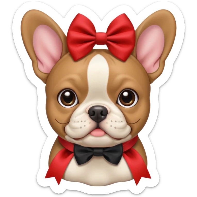 Move it closer No, I meant in black.Make an emoji of a French bulldog and add a bow. sticker