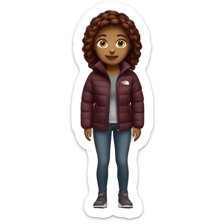 beautiful burgundy straight haired Girl wearing northface full body sticker