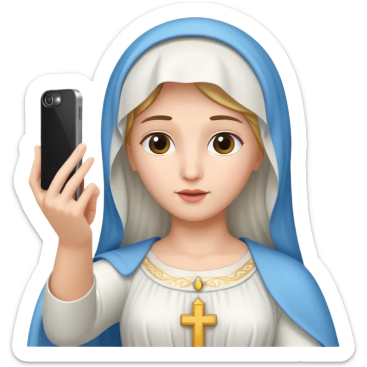 emoji della madonna vestita di BIANCO  con SCATTA UN SELFIE
 sticker