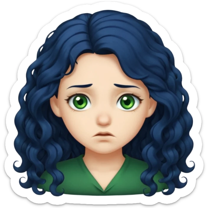 Girl with long  curly dark blue hair, green eyes, and very fair skin Disgusted sticker