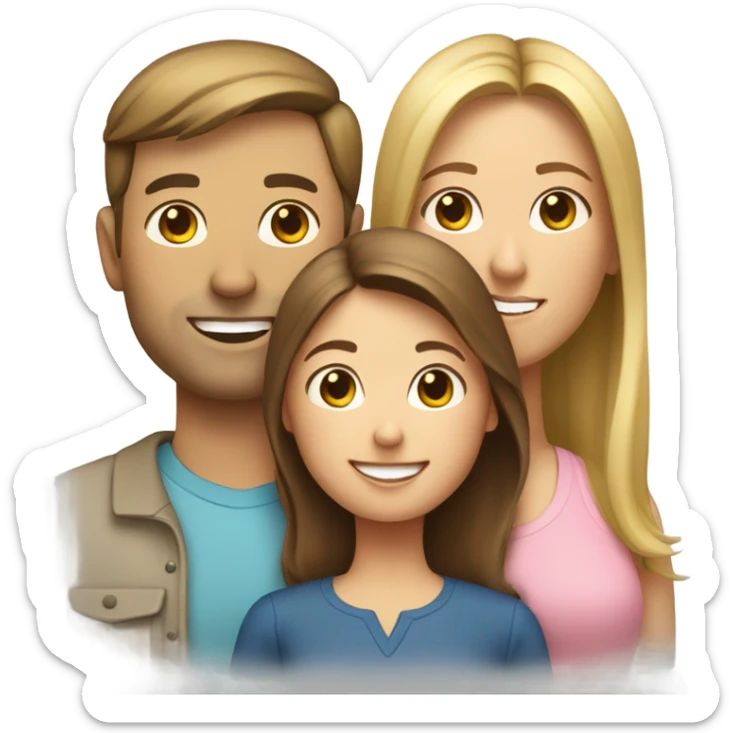 Puerto rican beard short brown hair  husband with blond long hair wife and brown long hair daughter Family  sticker