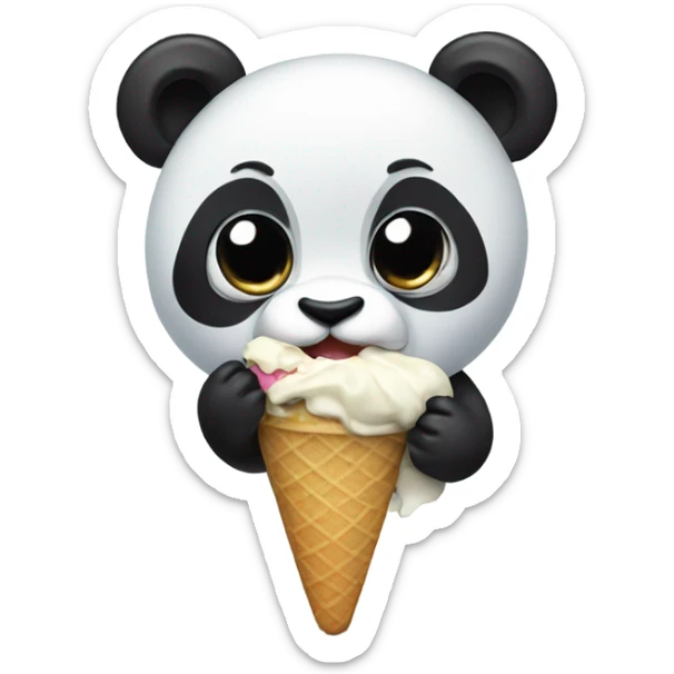 Panda eating ice cream sticker