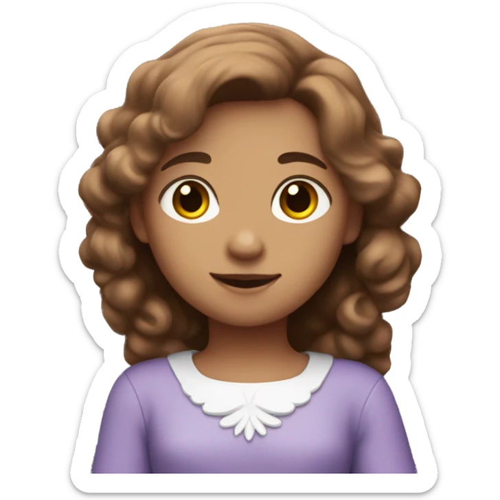 An angel with white wings and brown hair wearing a purple dress sticker