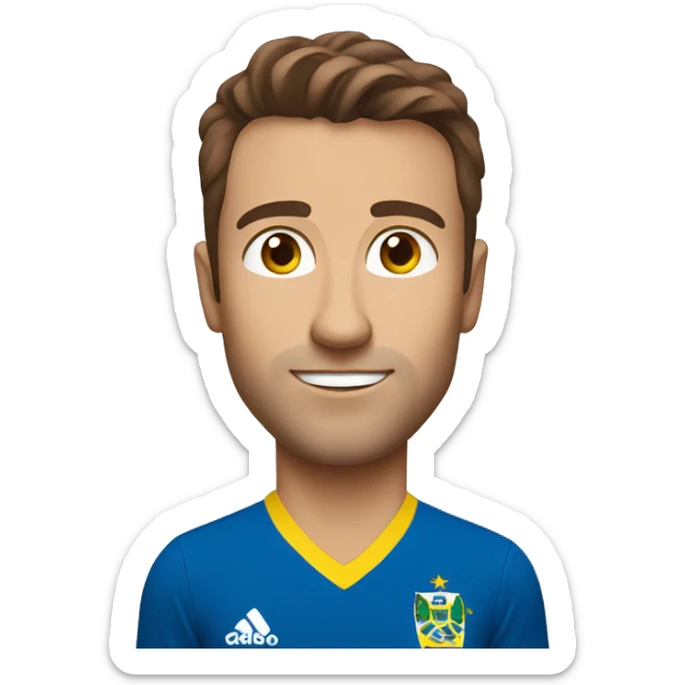 A white man with brown hair wearing a Brazilian national team shirt looking forward for profile photo sticker