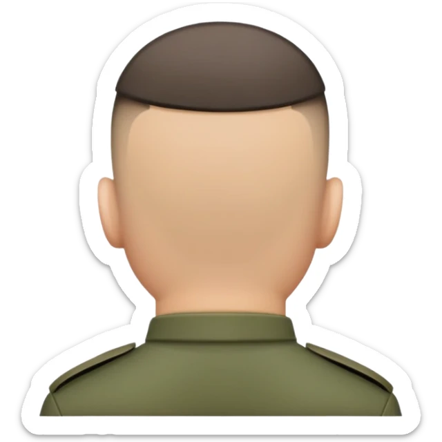 back of soldier's head with military haircut, seen from behind sticker
