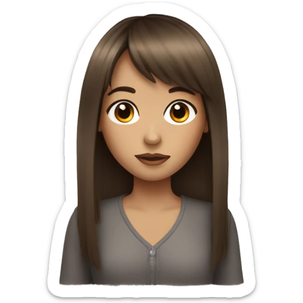 Brown hair girl with a fringe with long eyelashes  sticker