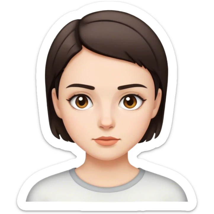 Brunette girt with a shirt hair and shaved eyebrow  sticker