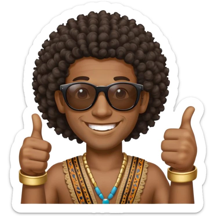Black tribal man with curly hair wearing sunglasses smiling thumbs up sticker