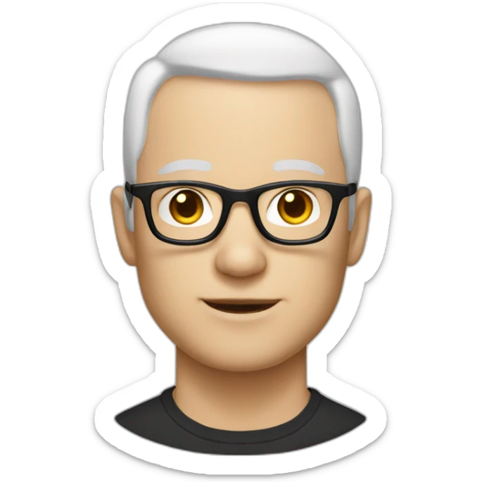 Man with glasses, very white skin, hairless and black hair sticker